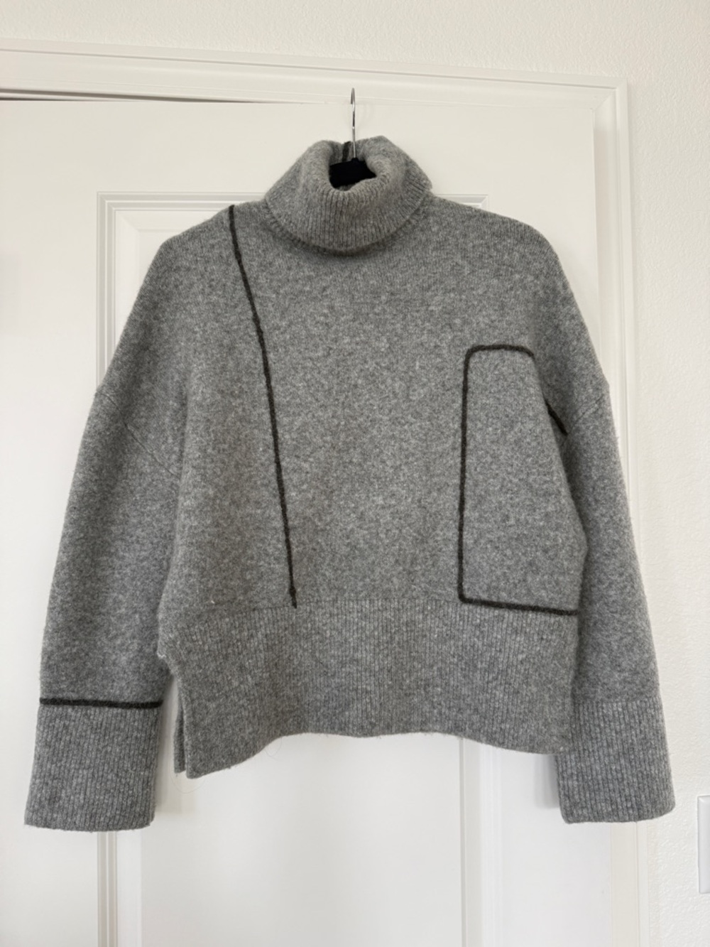 Zara Grey Turtleneck Pocket Sweater - Brand